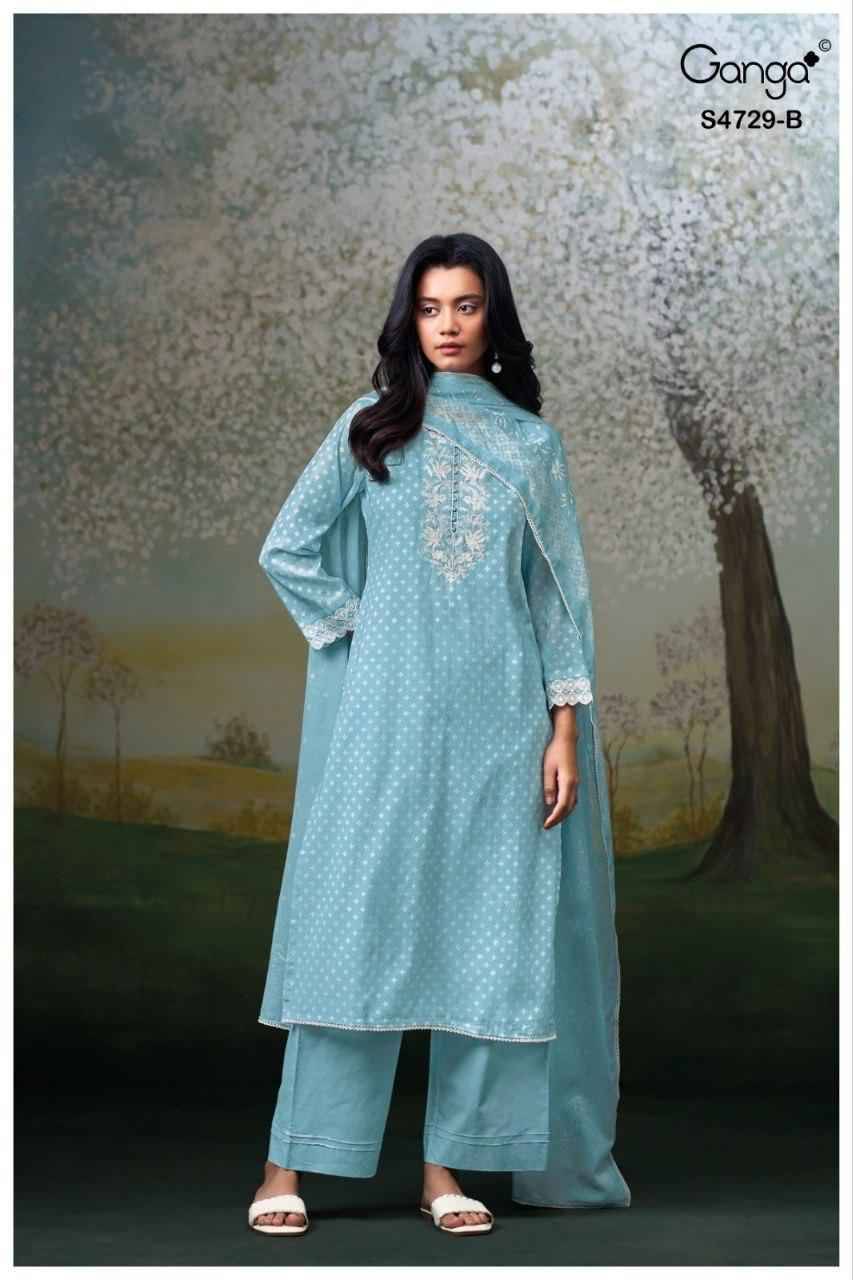 KYNZA 4729 Series By Ganga Fashion Beautiful Festive Suits Stylish Colorful Fancy Casual Wear & Ethnic Wear PURE BEMBERG MUL Dresses At Wholesale Price